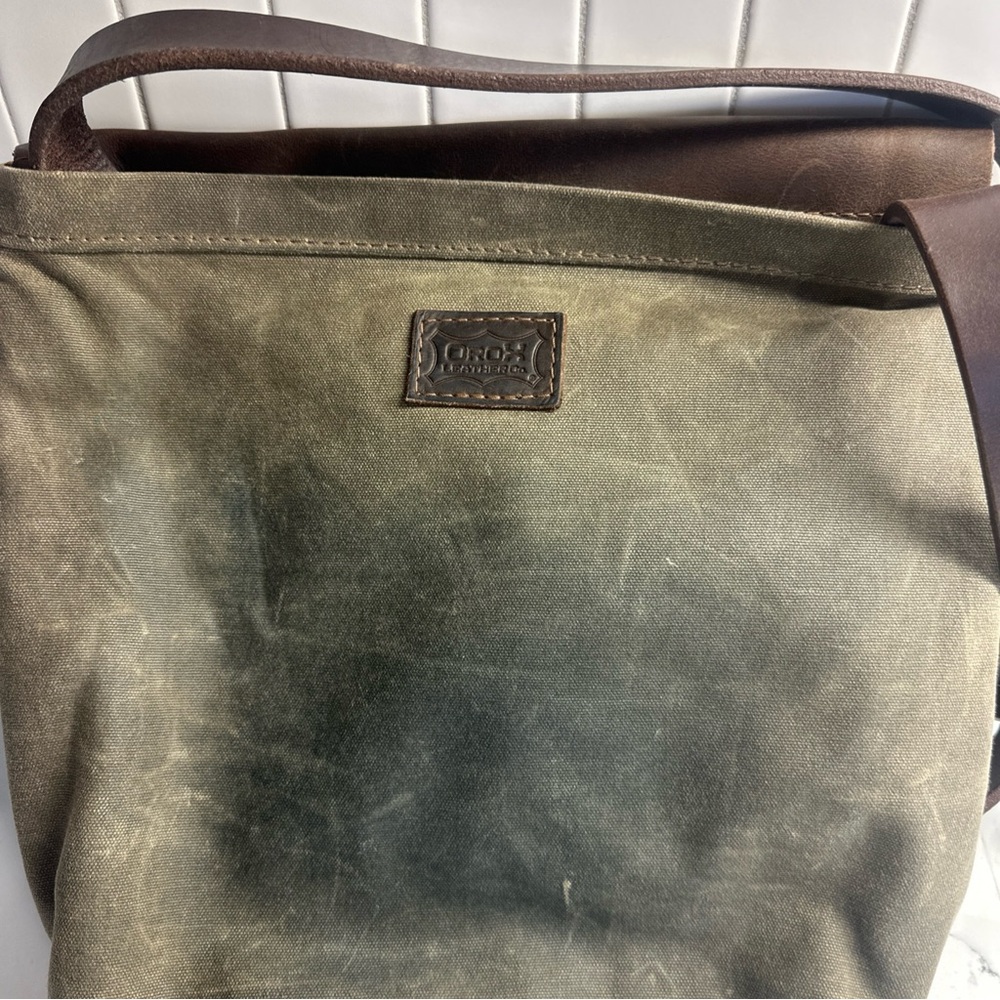 Chic Brown and Green Messenger Bag